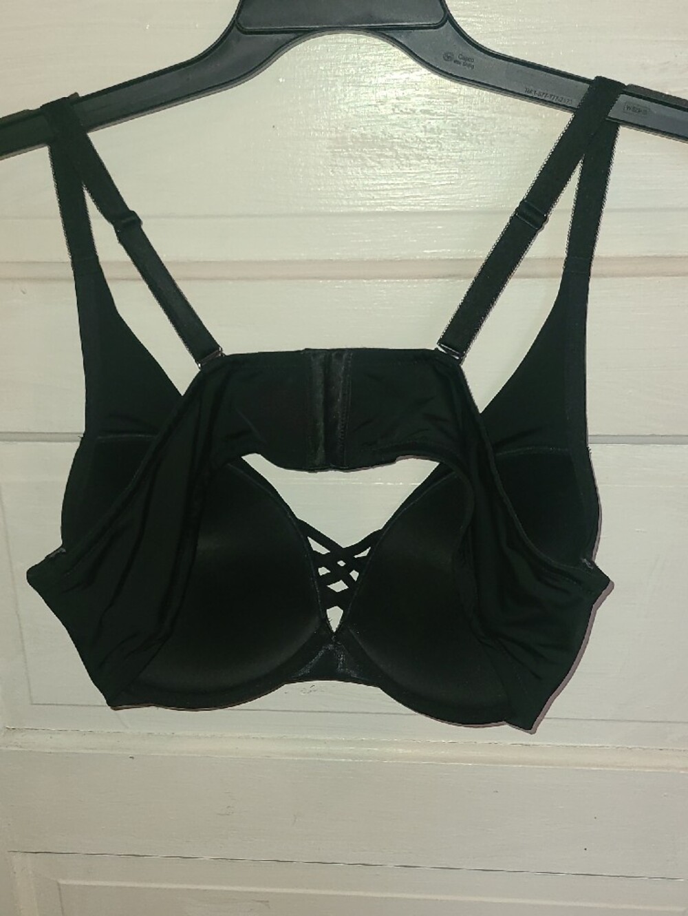 Crystal-Embellished Black Push-Up Bra with Lace-Up Detail - Picture 6 of 6